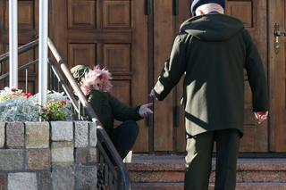 Lech Wałęsa na niedzielnej mszy