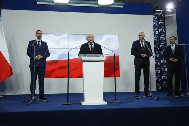Premier Mateusz Morawiecki, Jarosław Kaczyński, Jarosław Gowin, Zbigniew Ziobro