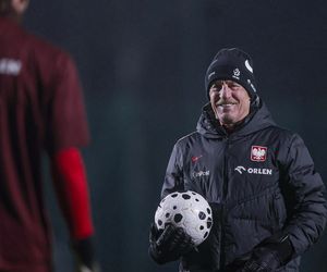 Robert Lewandowski i inni kadrowicze na treningu reprezentacji Polski