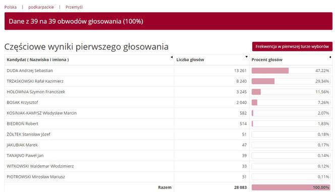 Wybory prezydenckie 2020: Jak głosowali mieszkańcy Podkarpacia
