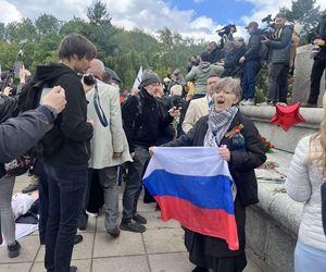 Protest na Cmentarzu Mauzoleum Żołnierzy Radzieckich w Warszawie (9.05.2025)