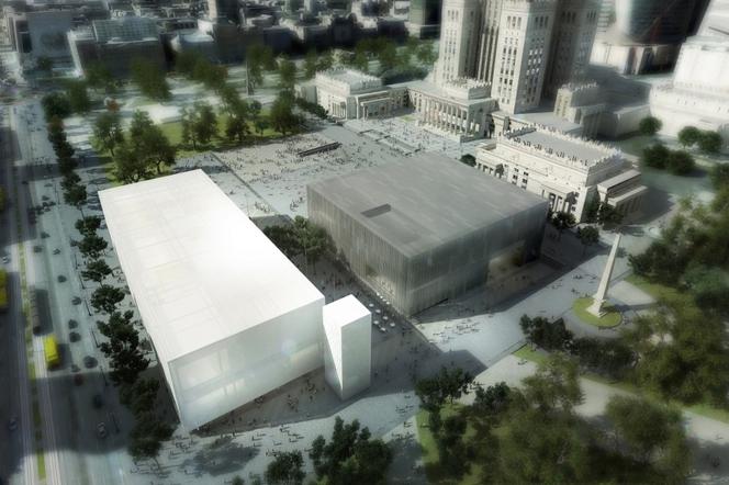 Wizualizacja budynków MSN i TR Warszawa na placu Defilad