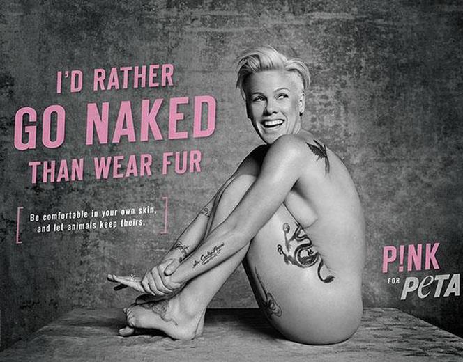 Pink NAGO w słusznej sprawie! Pink rozebrała się dla PETA! ZDJĘCIA