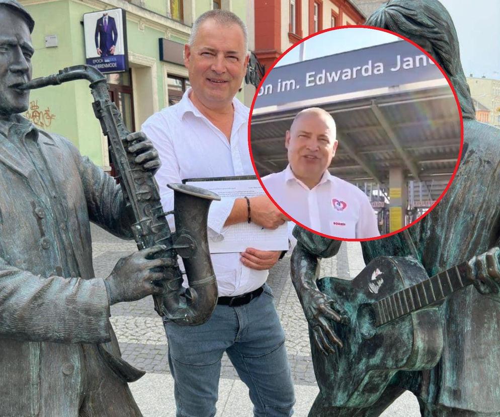 Robert Dowhan nagrał spot wyborczy pod stadionem w Gorzowie