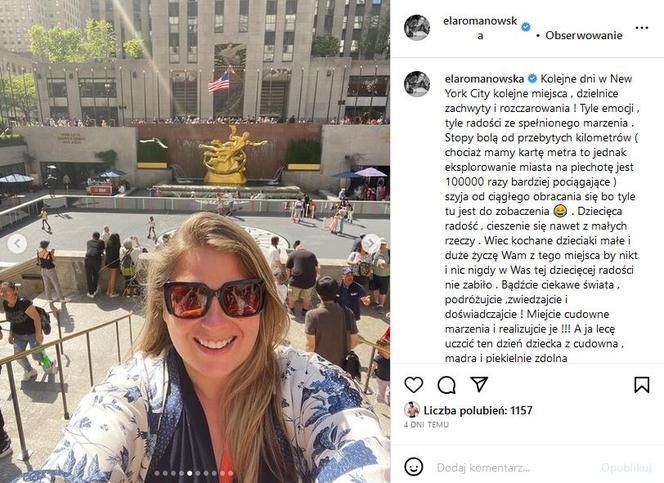Ela Romanowska świętuje urodziny w Nowym Jorku
