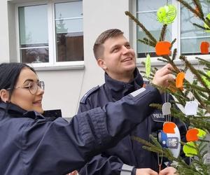 Pod Komendą Miejską Policji w Olsztynie stanęła oryginalna choinka. Każdy może ją rozebrać [ZDJĘCIA]