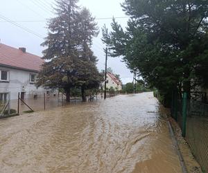 Zagrożenie powodziowe. Głuchołazy. Woda przelała się przez wały. Zalewa miasto