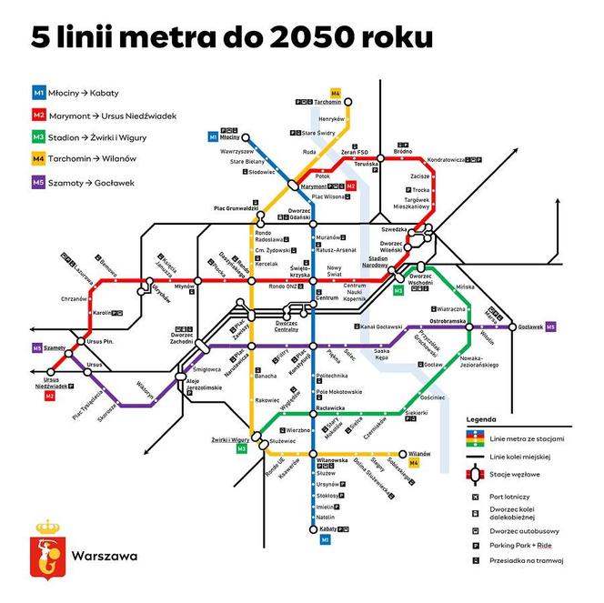 metro w Warszawie - plan