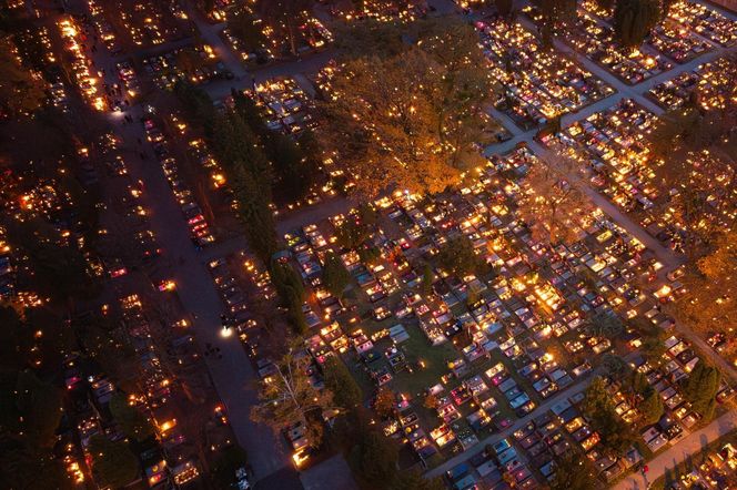 Tysiące zniczy rozświetliło polskie cmentarze. Niezwykły widok po zmroku