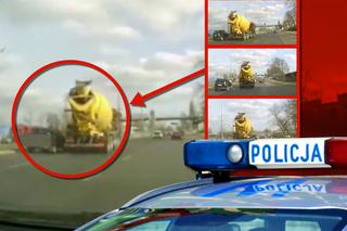 Szaleniec w żółtej betoniarce siał grozę na ulicach Szczecina. Nagranie przeraża! [WIDEO]