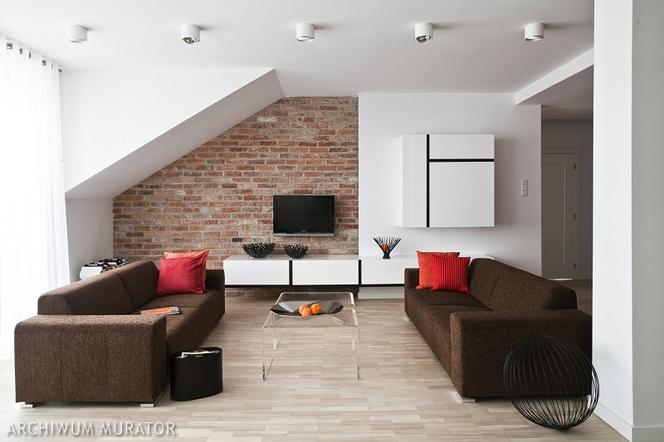 SALON ZDJĘCIA: cegła w salonie