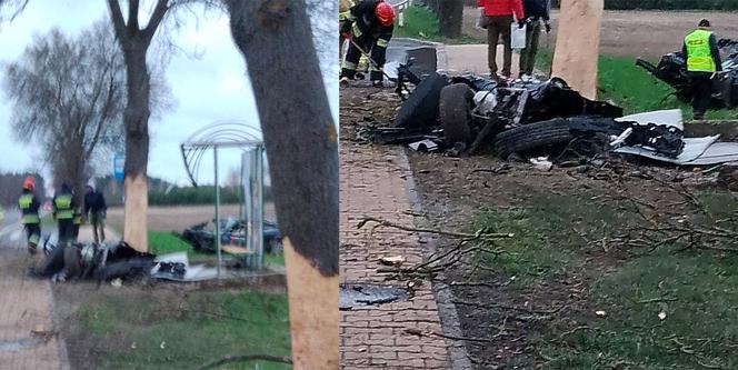 Bmw uderzyło w drzewo, przystanek i znowu w drzewo. Dwie osoby zginęły pod Kozienicami! 