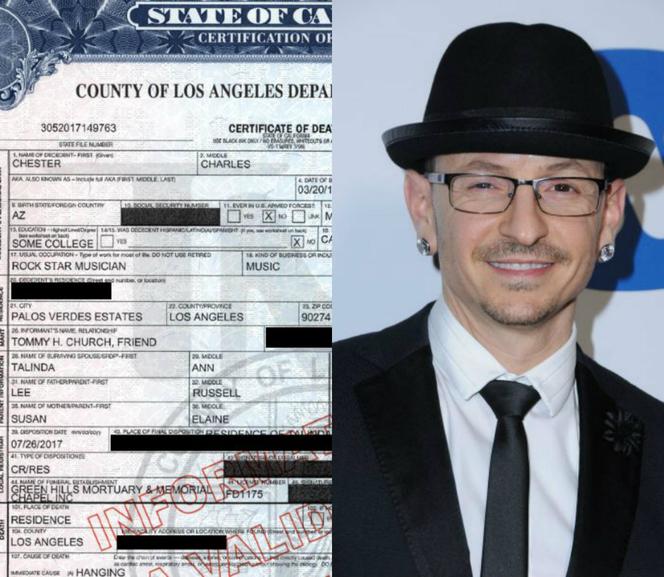 Chester Bennington, akt zgonu