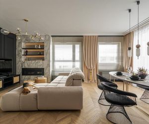 Tak wygląda współczesny szyk! Subtelny beż, szlachetne złoto i mocna czerń w jednym projekcie