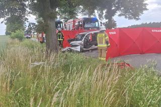 Śmiertelny wypadek pod Złotowem. 21-latek zakleszczony w zmiażdżonym aucie [ZDJĘCIA]