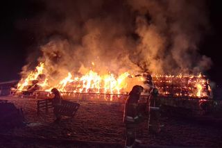 ​Pożar na Ostroroga w Lesznie. Spaliło się 600 balotów słomy 