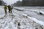 Strażacy uratowali jelenia, pod którym załamał się lód