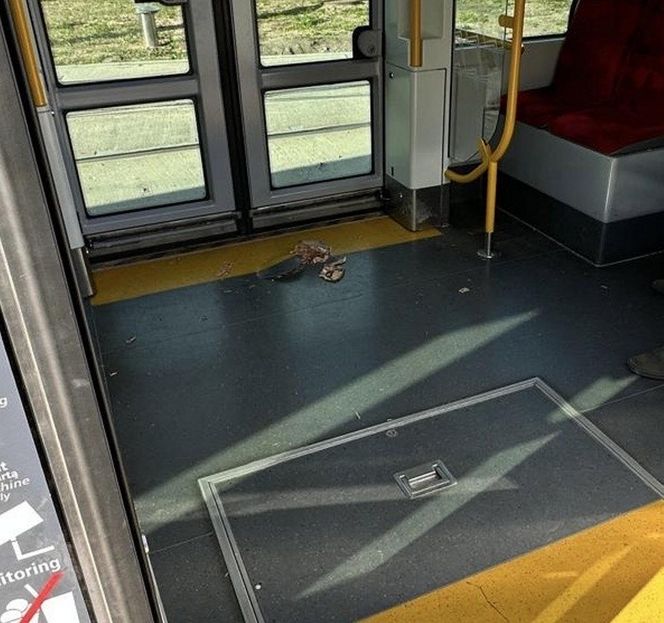 Metalowa belka przebiła tramwaj i nogę pasażera. Poszkodowany trafił do szpitala