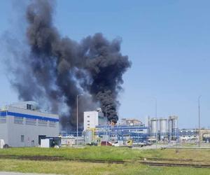 Pożar w fabryce chemicznej w Oświęcimiu. Słup czarnego dymu nad miastem