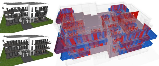 Różne wersje projektu w jednym modelu i widok ich porównania w programie Archicad 28