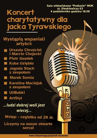 Koncert charytatywny na rzecz Jacka Tyrawskiego w Siedlcach