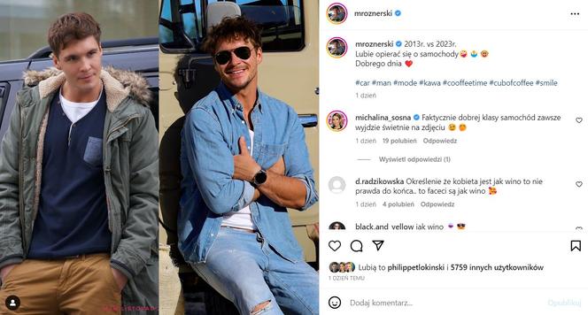 Mikołaj Roznerski (Marcin w M jak miłość) na Instagramie