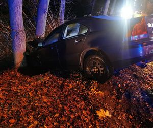 Poważny wypadek w Gminie Brody. Auto wypadło z drogi, kierowca w szpitalu