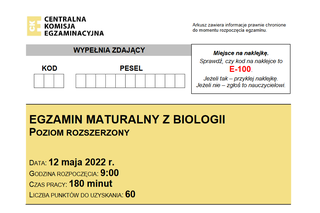 Matura rozszerzona 2022 biologia - arkusz PDF