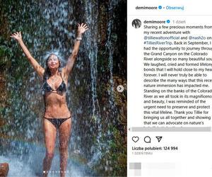 Demi Moore prawie nago pod wodospadem! 61-latka hartuje się na zimę