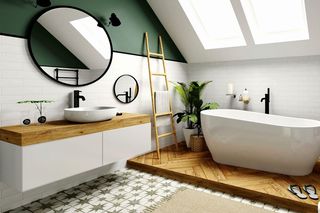 Wnętrza z podestami i podłogą na różnych poziomach