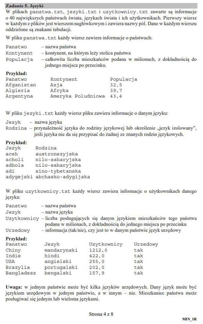 Matura 2020: Informatyka. Poziom ROZSZERZONY. ARKUSZ CKE