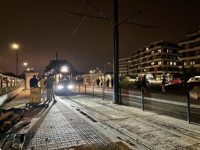 Próbny przejazd tramwaju na nowej linii do Górki Narodowej