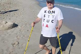 Wałęsa na plaży w Miami