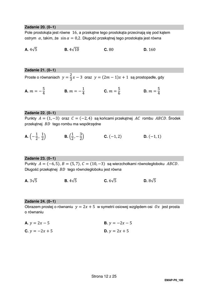 Matura matematyka 2022 - arkusz CKE POPRAWKA