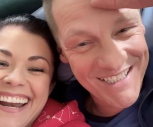 M jak miłość po wakacjach. Kinga (Katarzyna Cichopek) na planie, Piotrek (Marcin Mroczek)