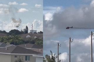 Dymiący helikopter straży pożarnej nagle runął w dół na apartamentowiec. Jest nagranie!