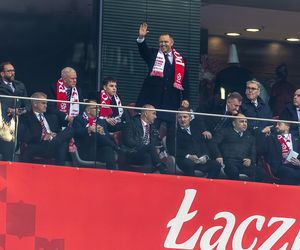 Karol Nawrocki na meczu Polska - Holandia