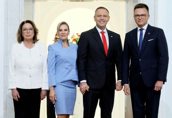 Marta Nawrocka cała na niebiesko zachwyciła w Sejmie  