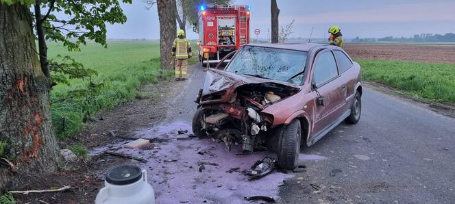 Poważny wypadek na trasie Rzęczkowo-Łążyn pod Toruniem. Strażacy z OSP ruszyli na pomoc