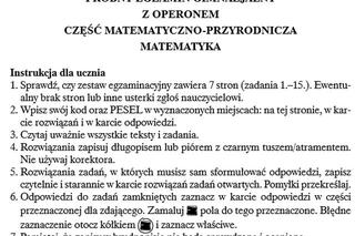 Próbny egzamin gimnazjalny 2015/16 z Operonem: Matematyka. Zadania, ARKUSZE, ODPOWIEDZI 