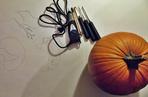 Lampion z dyni z wilkołakiem