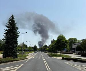 Pożar w fabryce chemicznej w Oświęcimiu. Słup czarnego dymu nad miastem