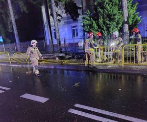 W Samborcu konar drzewa spadł na samochód. Jedna osoba ranna