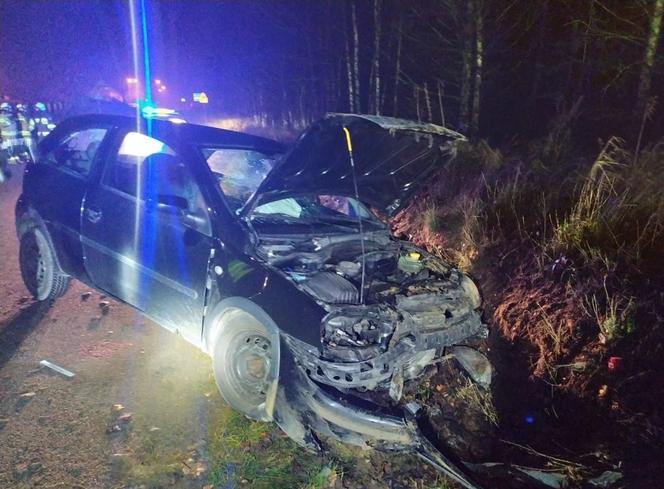 Wypadek na trasie Kruklanki-Nowe Sołdany. Pijany kierowca wjechał w skarpę [FOTO]