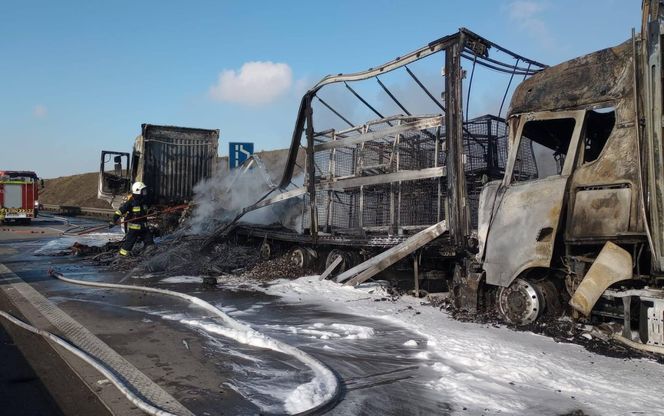 Wypadek i pożar na A4