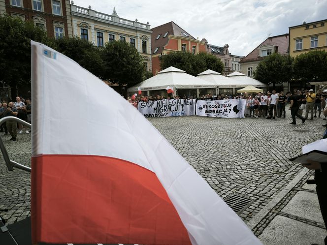 Manifestacja pod hasłem "Sto nielegalnej imigracji" w Lesznie