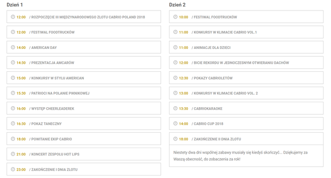 Cabrio Poland 2018 - program