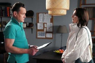 	Barwy szczęścia odc. 3036. Wanda Halicka (Beata Fido), Robert Stefaniak (Paweł Ławrynowicz)