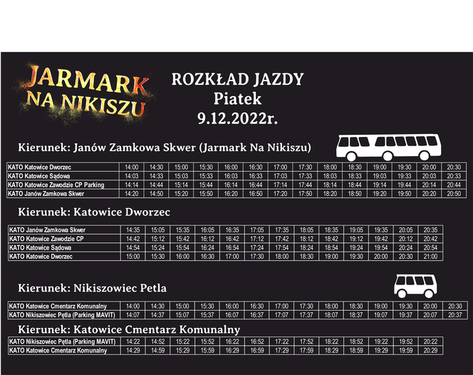 Jarmark na Nikiszu 2022: Dojazd autobusami - rozkład na piątek