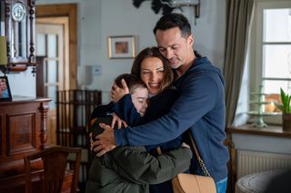 Barwy szczęścia odc. 3185. Kasia (Katarzyna Glinka), Mariusz (Rafał Cieszyński), Ksawery (Bartosz Gruchot)